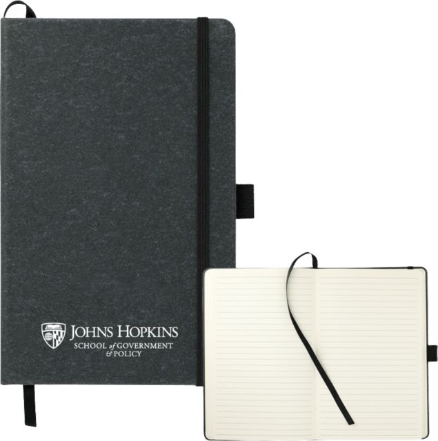 John Hopkins 5.5 x 8.5 FSC Mix Recycled Leather Bound Journal Johns Hopkins School of Government  and Policy Flat - ONLINE ONLY