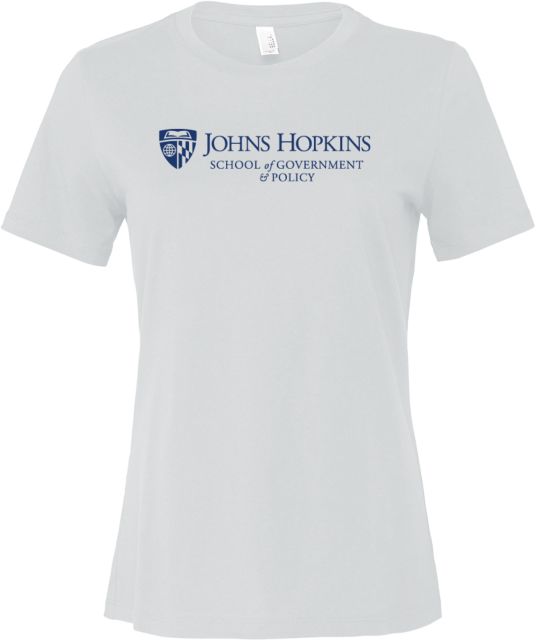 John Hopkins Bella + Canvas Womens Relaxed Cotton T Shirt Johns Hopkins School of Government  and Policy Flat - ONLINE ONLY