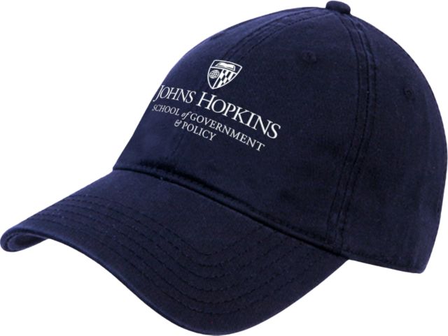 John Hopkins Unstructured Adjustable Low Profile Hat Johns Hopkins School of Government  and Policy Stacked - ONLINE ONLY