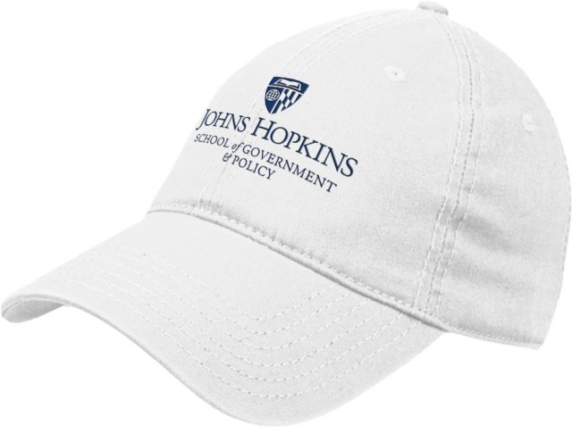 John Hopkins Unstructured Adjustable Low Profile Hat Johns Hopkins School of Government  and Policy Stacked - ONLINE ONLY