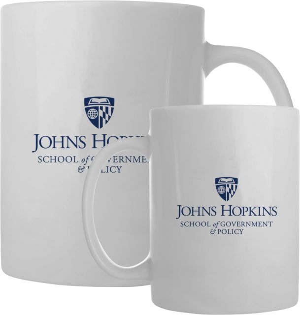 John Hopkins Full Color Mug 15oz Johns Hopkins School of Government  and Policy Stacked - ONLINE ONLY