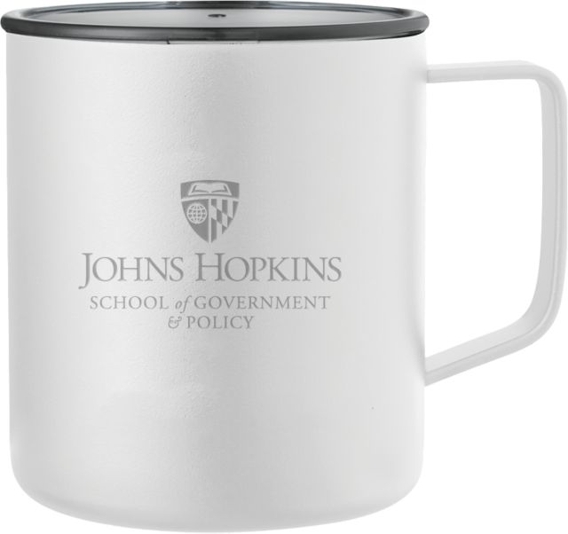 John Hopkins Rover Camp Vacuum Insulated Mug 14oz Johns Hopkins School of Government  and Policy Stacked Engraved - ONLINE ONLY