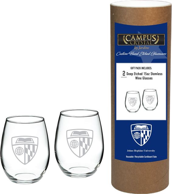 Johns Hopkins University Stemless Tumbler Glass Set