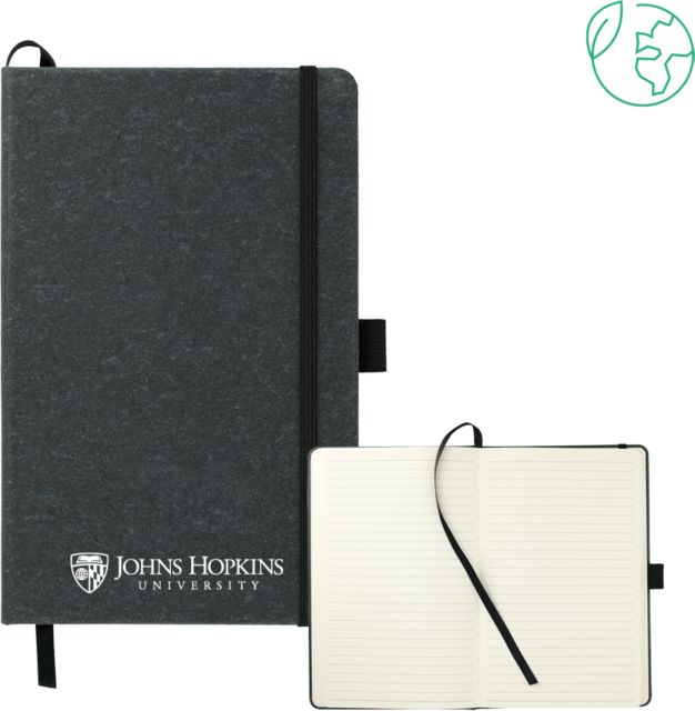 Johns Hopkins 5.5 x 8.5 FSC Mix Recycled Leather Bound Journal Johns Hopkins Primary Mark Flat - ONLINE ONLY