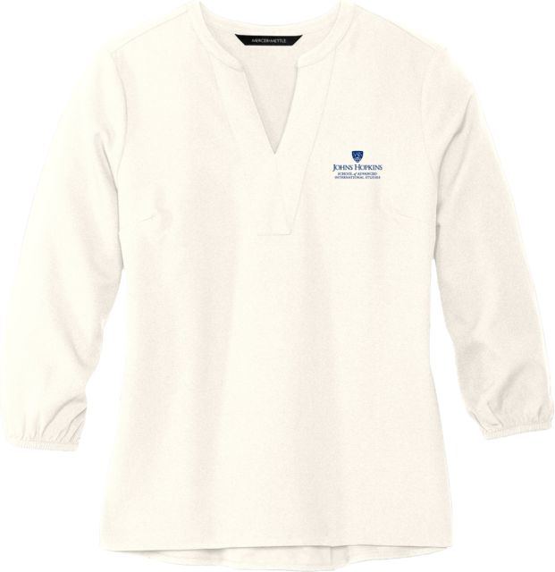 Johns Hopkins Mercer + Mettle Womens 3/4 Sleeve Crepe Blouse  School of Advanced International Studies - ONLINE ONLY