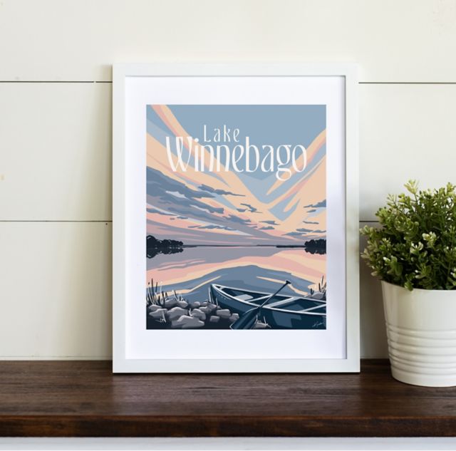 University of Wisconsin Oshkosh 11 x 14 Print Lake Winnebago