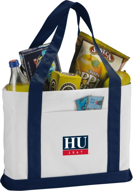 Howard Contender White/Navy Canvas Tote Howard University Bison Head Wordmark - ONLINE ONLY