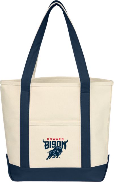 Howard Cotton Canvas Natural/Navy Tote Bag Howard University Primary Athletic Mark - ONLINE ONLY