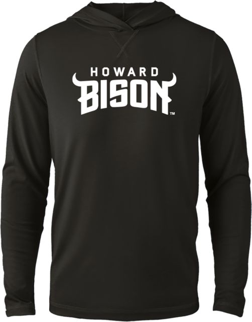 Howard Long Sleeve Hooded Tee Howard University Bison Head Wordmark - ONLINE ONLY