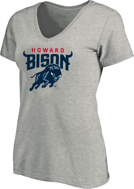Howard Womens Plus V Neck T Shirt Howard University Primary Athletic Mark - ONLINE ONLY