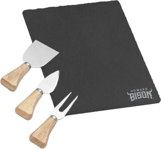 Howard 4 Piece Slate Cheese Serving Set Howard University Athletic Wordmark Engraved - ONLINE ONLY