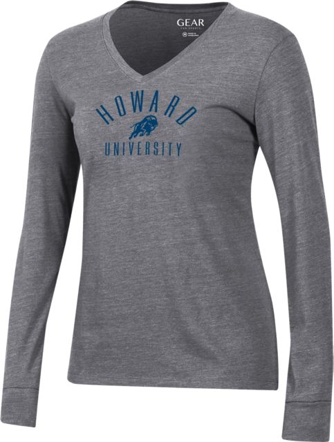 Howard University Women's V-Neck Long Sleeve T-Shirt