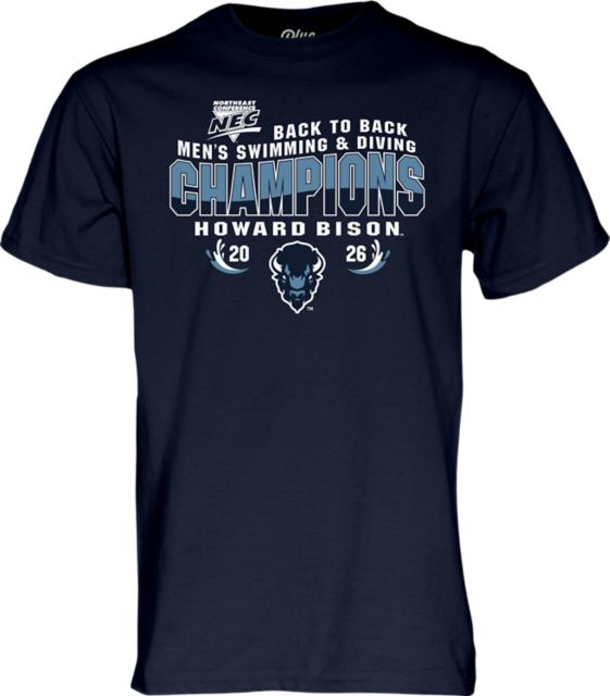 Howard University Men's Swimming and Diving 2026 Back to Back NEC Champions Short Sleeve T-Shirt
