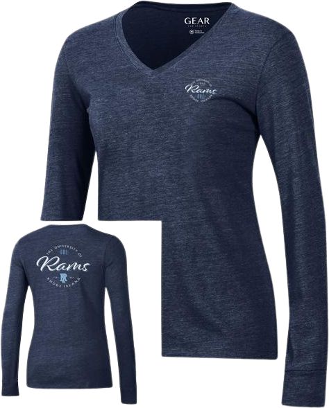 University of Rhode Island Rams Women's V-Neck Long Sleeve T-Shirt