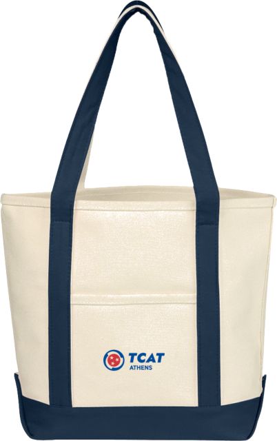 TCAT Athens Cotton Canvas Natural/Navy Tote Bag  Primary Logo - ONLINE ONLY