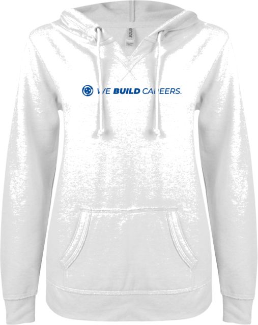 TCAT Athens ENZA Women's V Notch Raw Edge Fleece Hoodie TCAT Tagline - ONLINE ONLY