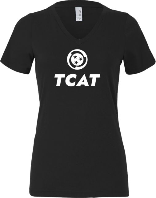 TCAT Athens Bella + Canvas Women's V Neck Cotton T-Shirt TCAT Primary Stacked Logo - ONLINE ONLY