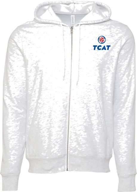 TCAT Athens Bella + Canvas Ash Full Zip Hood TCAT Primary Stacked Logo - ONLINE ONLY