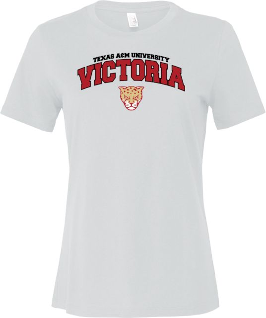 Texas A&M University Victoria Bella + Canvas Womens Relaxed Cotton T-Shirt TAMUV Collegiate Arched - ONLINE ONLY
