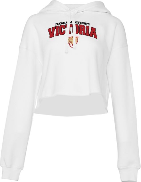 Texas A&M University Victoria Bella + Canvas Womens Cropped Fleece Hood TAMUV Collegiate Arched - ONLINE ONLY