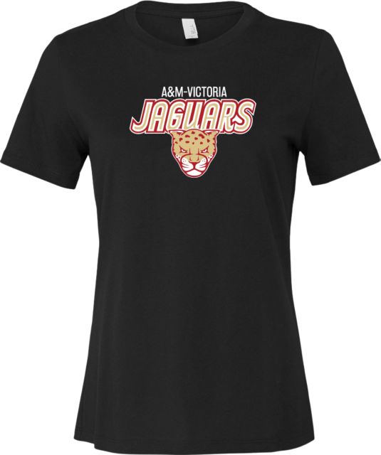 Texas A&M University Victoria Jaguars Bella + Canvas Womens Relaxed Cotton T-Shirt A&M Victoria Jaguars Stacked - ONLINE ONLY