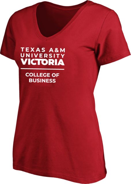 Texas A&M University Victoria Womens Plus  V-Neck T-Shirt TAMUV College of Business Flat - ONLINE ONLY