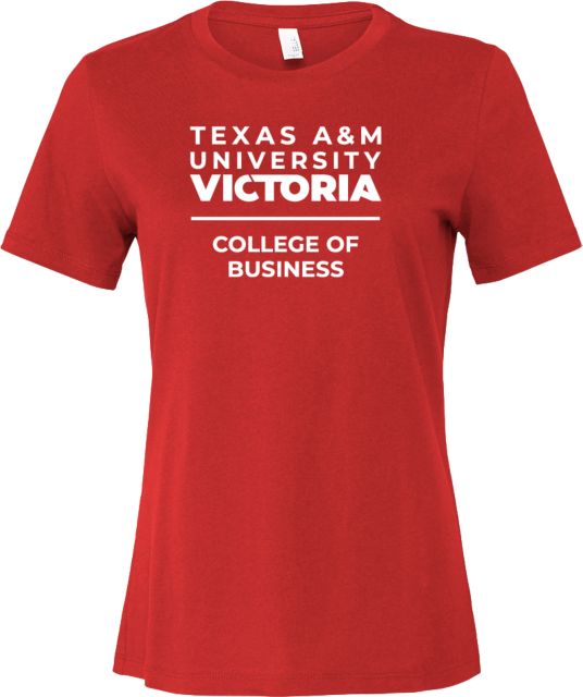 Texas A&M University Victoria Bella + Canvas Womens  Relaxed Cotton T-Shirt TAMUV College of Business Flat - ONLINE ONLY