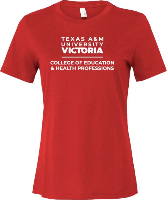 Texas A&M University Victoria Bella + Canvas Womens  Relaxed Cotton T-Shirt TAMUV College of Education & Health Professions Flat - ONLINE ONLY