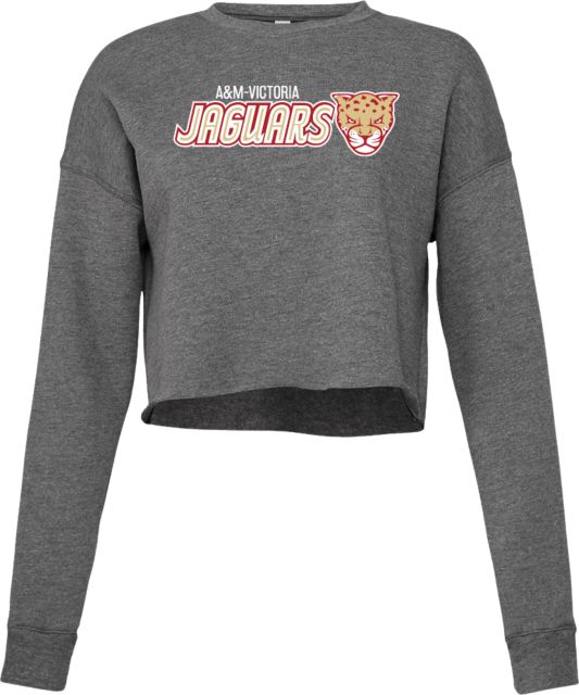 Texas A&M University Victoria Jaguars Bella + Canvas Womens Deep Heather Cropped Fleece Crew A&M Victoria Jaguars Flat - ONLINE ONLY