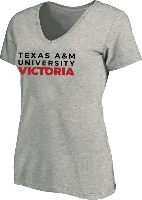 Texas A&M University Victoria Womens Plus V-Neck T-Shirt Texas A&M University Victoria Stacked - ONLINE ONLY