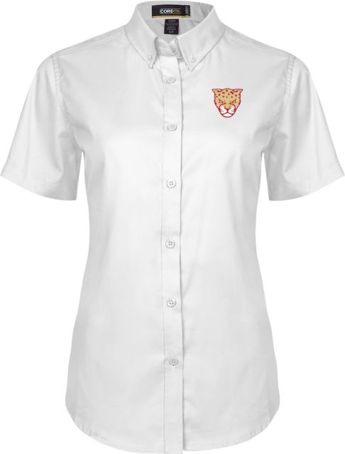 Texas A&M University Victoria Jaguars Womens Twill Button Up Short Sleeve TAMUV Mascot - ONLINE ONLY