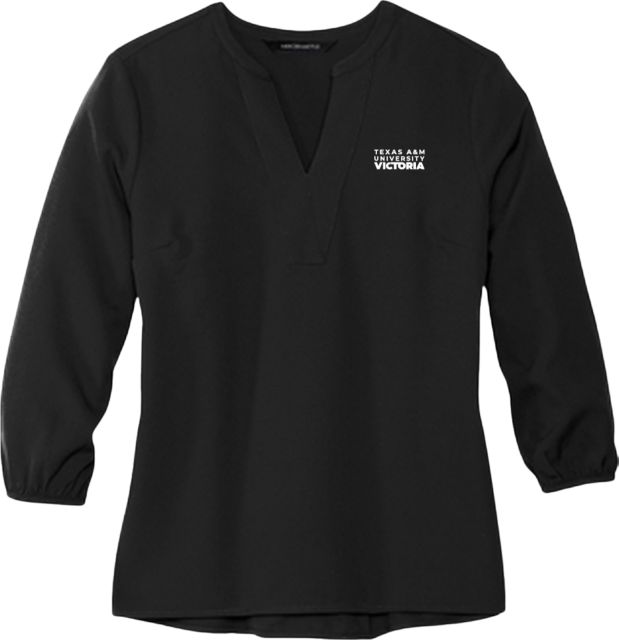 Texas A&M University Victoria Mercer + Mettle Womens 3/4 Sleeve Crepe Blouse Texas A&M University Victoria Stacked - ONLINE ONLY