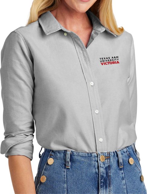 Texas A&M University Victoria Brooks BrothersA Womens Windsor Casual Oxford Cloth Shirt Texas A&M University Victoria Stacked - ONLINE ONLY