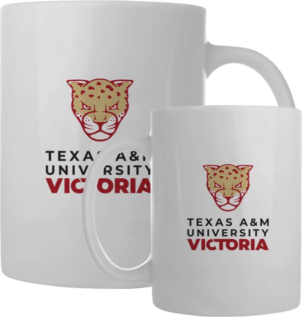 Texas A&M University Victoria Jaguars Full Color Mug 15oz Texas A&M University Victoria Mascot Stacked - ONLINE ONLY