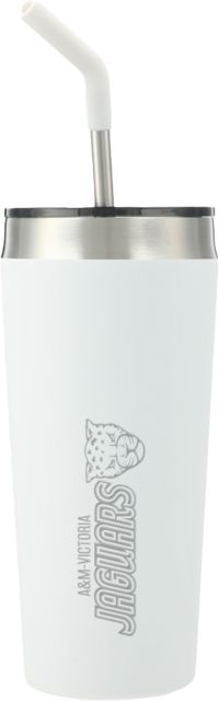 Texas A&M University Victoria Jaguars Faye Vacuum Tumbler w/ Stainless Steel Straw 20 oz A&M Victoria Jaguars Flat Engraved - ONLINE ONLY