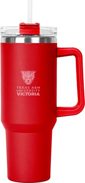 Texas A&M University Victoria Jaguars Hippo  Mug & Straw Lid with Twist Closure 40 oz Texas A&M University Victoria Mascot Stacked Engraved - ONLINE ONLY