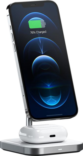 Satechi 2-in-1 Magnetic Wireless Charging Stand, 5.47 x 3.54 x .51in, Space Gray