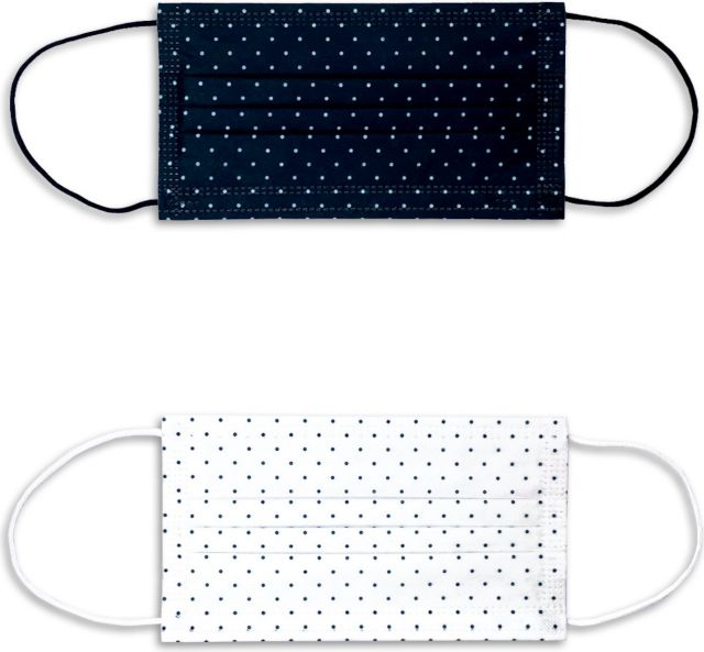 DISPOSABLE MASK BLACK DOT 12-PACK AND WHITE DOT 12-PACK (24 TOTAL MASKS) - ONLINE ONLY