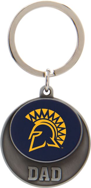 San Jose State University Spartan Bookstore Dad Pewter Keychain