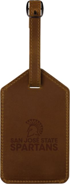 San Jose State University Spartan Bookstore Crazy Horse Leather Luggage Tag