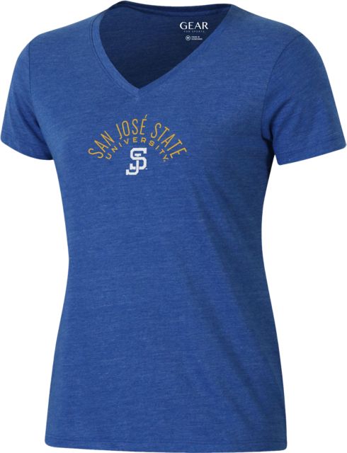San Jose State University Spartan Bookstore Women's Tri-Blend V-Neck Short Sleeve T-Shirt