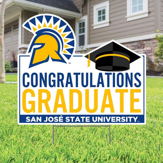 San Jose State University Spartan Bookstore Grad Lawn Sign with Stakes