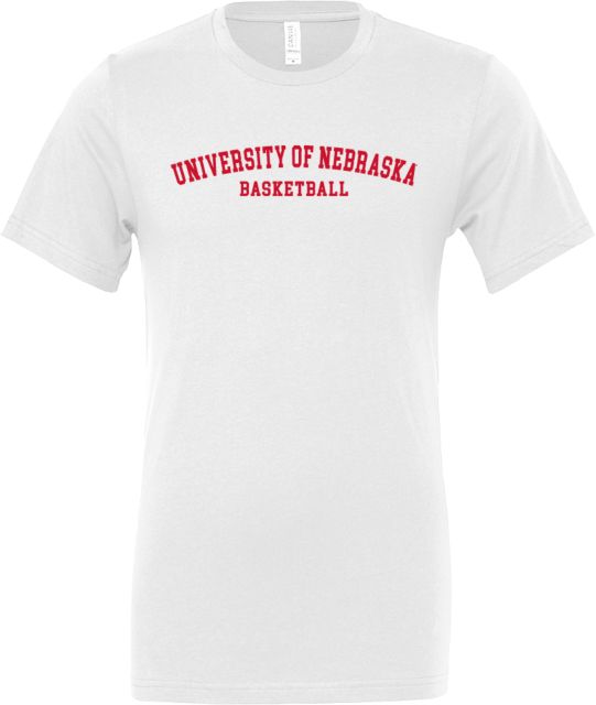 Nebraska Huskers Bella + Canvas Jersey Cotton T Shirt University of Nebraska Arched Basketball - ONLINE ONLY