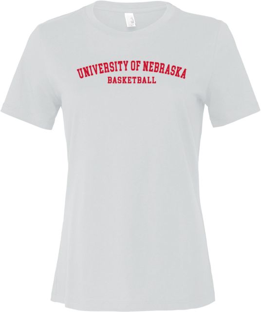 Nebraska Huskers Bella + Canvas Womens Relaxed Cotton T Shirt University of Nebraska Arched Basketball - ONLINE ONLY