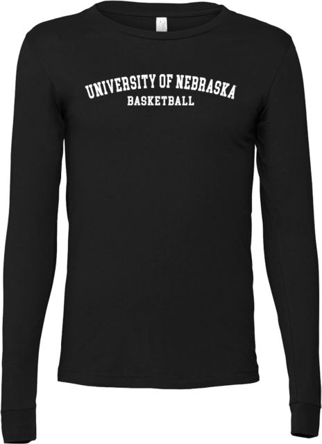 Nebraska Huskers Bella + Canvas Jersey Cotton Long Sleeve T Shirt University of Nebraska Arched Basketball - ONLINE ONLY