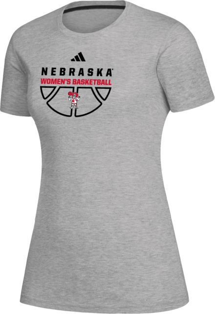 Nebraska Huskers Adidas Womens Medium Creator Performance  Tee Nebraska Womens Basketball with Mascot - ONLINE ONLY