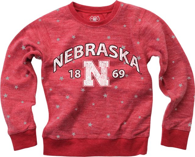 Nebraska Huskers Girls Star Reversible Crewneck Sweatshirt