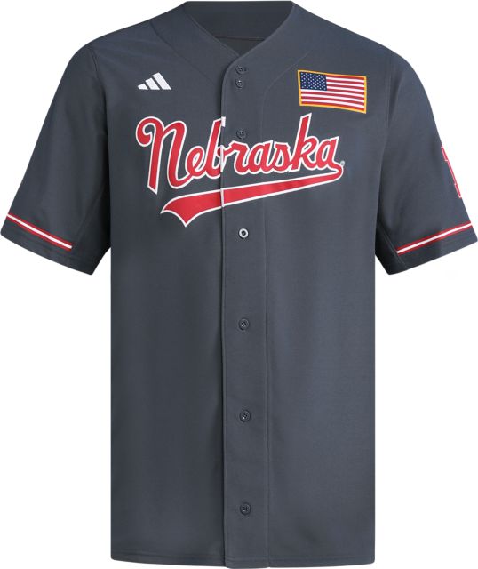 Nebraska Huskers Full Button Replica Baseball Jersey