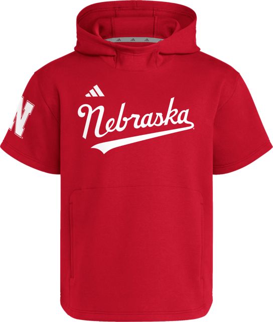 Nebraska Huskers Baseball Dugout Short Sleeve Hooded Sweatshirt