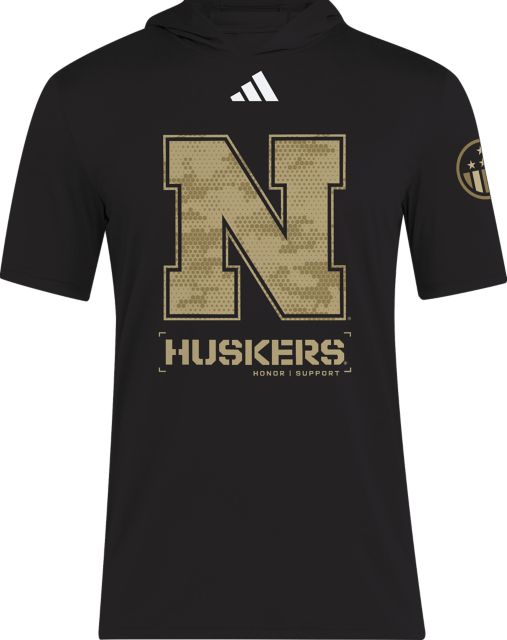 Nebraska Huskers D4T Military Hooded Short Sleeve T-Shirt